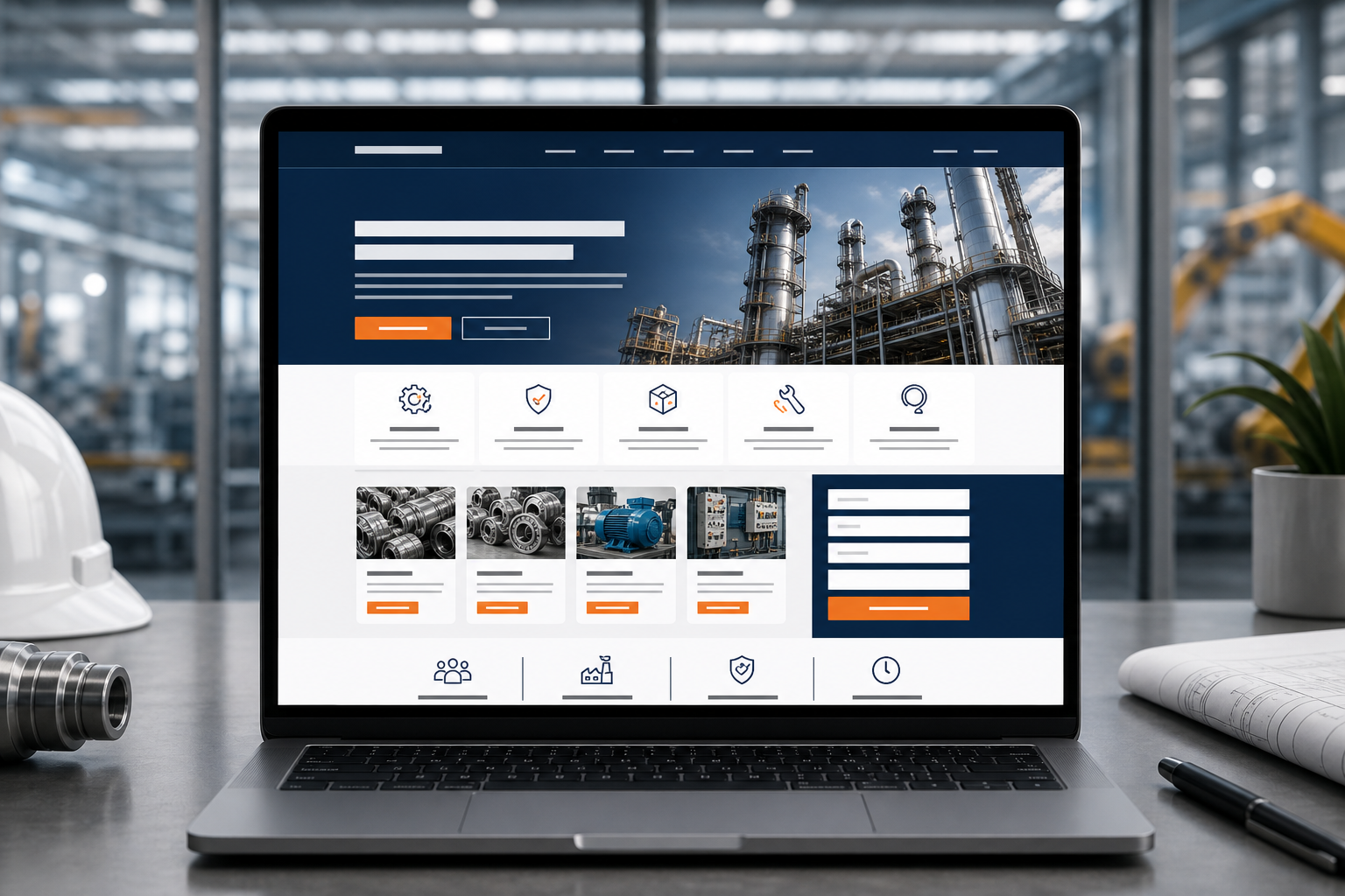 Industrial website mockup preview